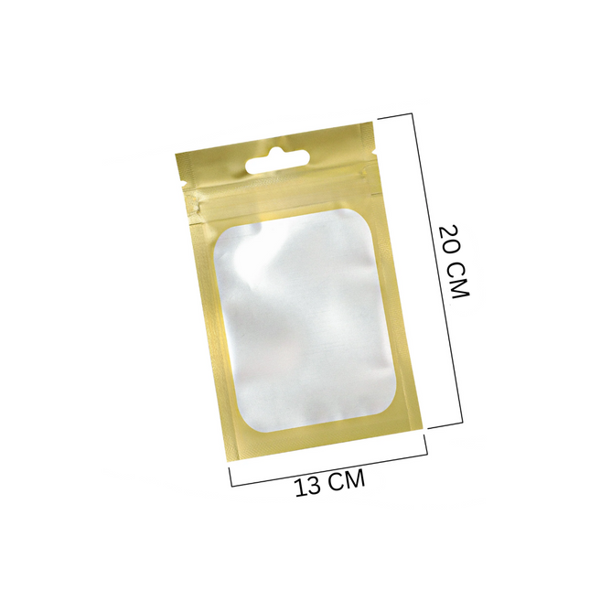 Gold Ziplock Bags with Clear Window Small