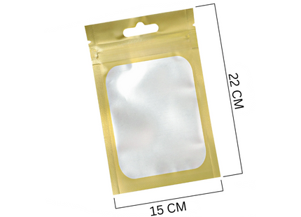 Gold Ziplock Bags with Clear Window Medium