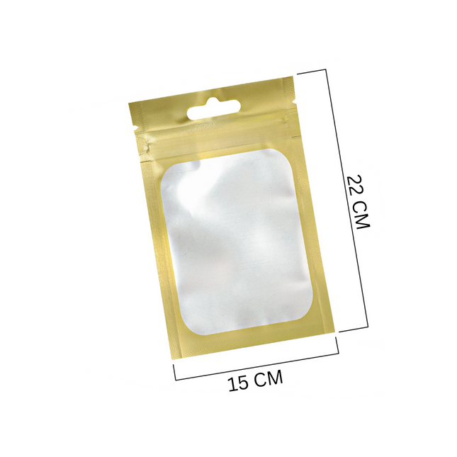 Gold Ziplock Bags with Clear Window Medium