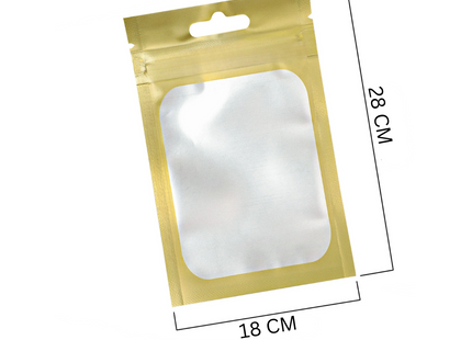 Gold Ziplock Bags with Clear Window Large