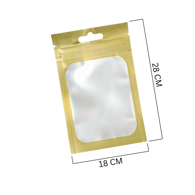 Gold Ziplock Bags with Clear Window Large