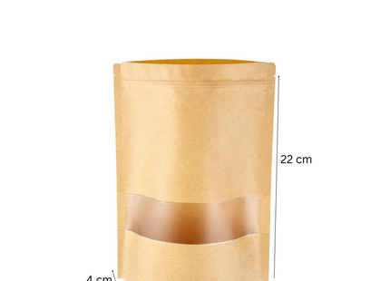 Paper Pouch Bags With Zip Lock 22 x 16 x 4 cm - 500 Pcs