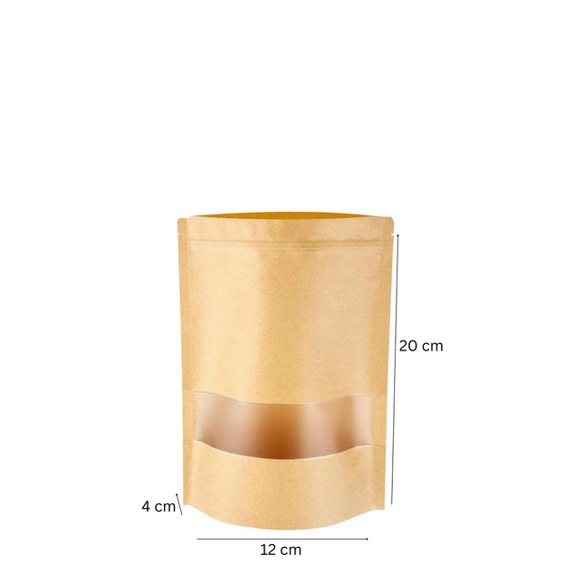 Paper Pouch Bags With Zip Lock 20 x 12 x 4 cm - 500 Pcs