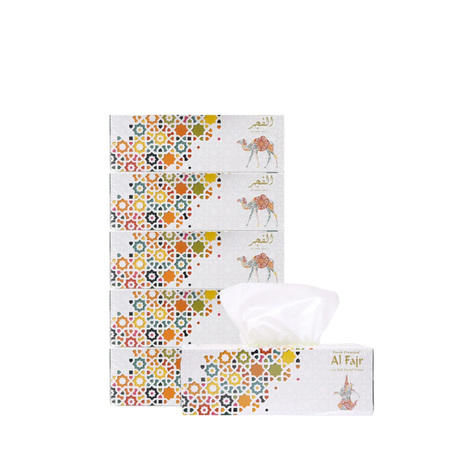 Al Fajr Facial Tissue 2 Ply, 200 - 5 Box