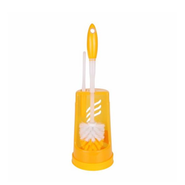 Plastic Toilet Brush with Holder Set-Orange