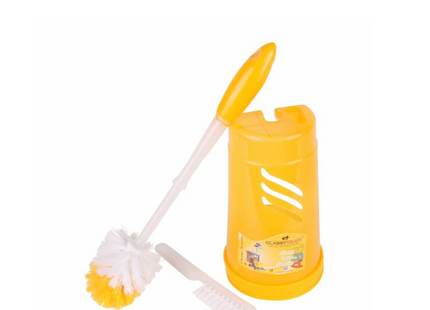 Plastic Toilet Brush with Holder Set-Orange