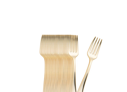 Plastic Fork Gold Mini - 24 Pcs