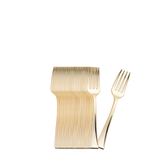 Plastic Fork Gold Mini - 24 Pcs