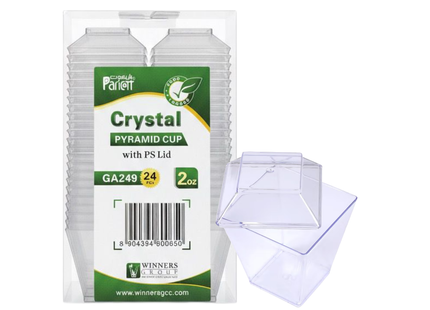 Crystal Pyramid Cup 2 oz + Lid GA251 - 24 Pieces