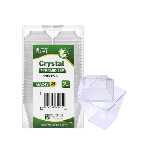 Crystal Pyramid Cup 2 oz + Lid GA251 - 24 Pieces