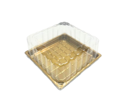 Cake Box Tray Gold Square W/Lid