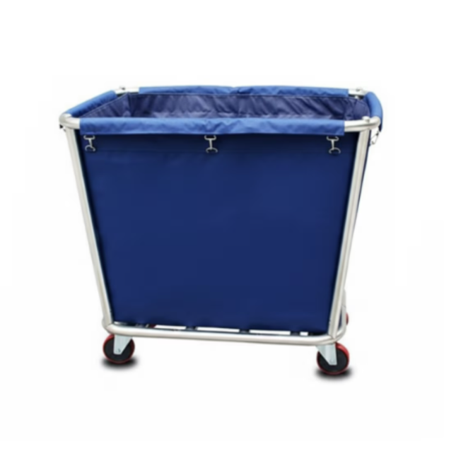 Heavy Duty Hotel Linen Trolley, Lobby Laundry Sorter Cart with Removable Cover & Wheel, Blue