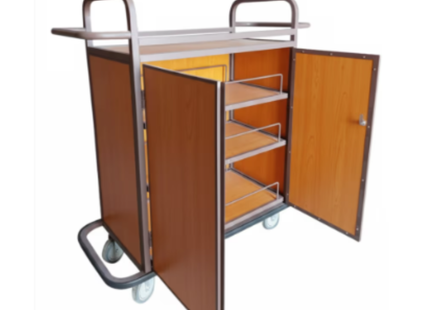 Minibar Trolley with with Three Shelf & 4 Wheel for Hotel, Laundry, Holiday Resorts - Brown