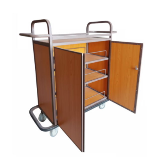 Minibar Trolley with with Three Shelf & 4 Wheel for Hotel, Laundry, Holiday Resorts - Brown