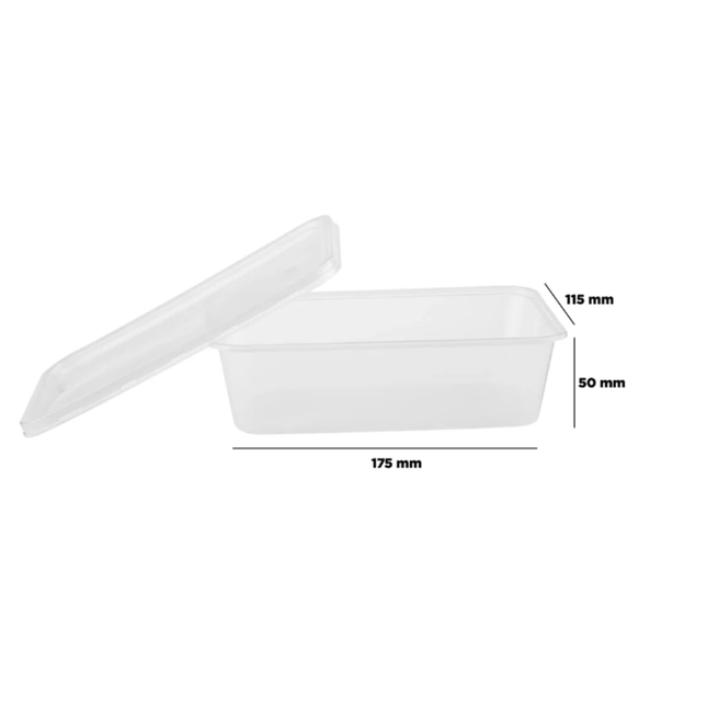 Clear Rectangle Microwave Container 650 Ml