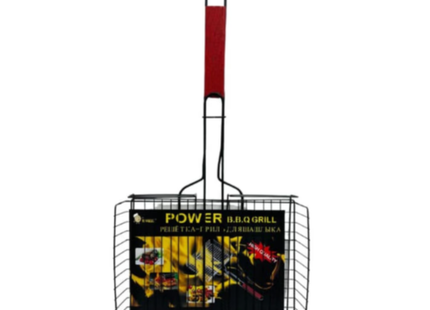 Foldable Grill Coated With Iron And A Wooden Handle