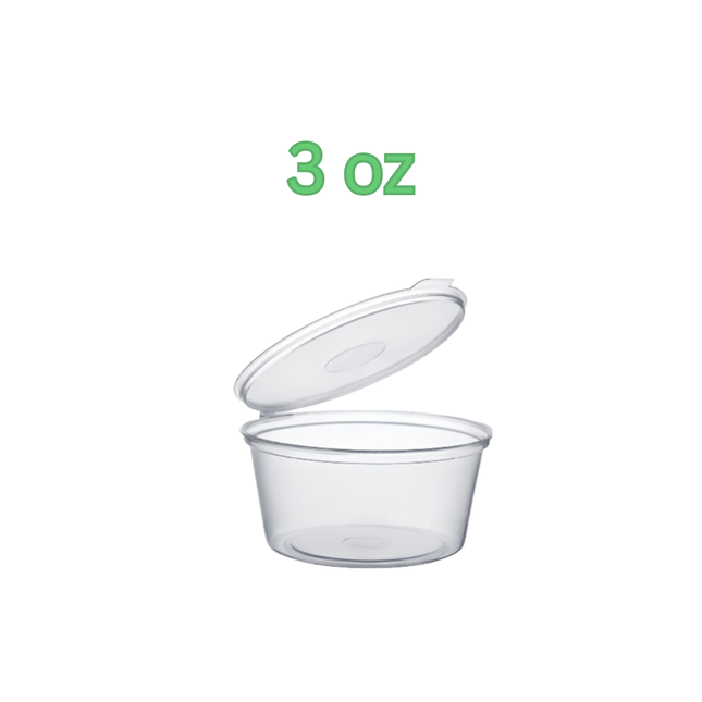 Sauce Cup 3 oz Clear With Hinged Lid