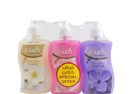 TOUCH Perfumed Handwash 500 ml , 3 Pcs , Lavender - Rose - Jasmine