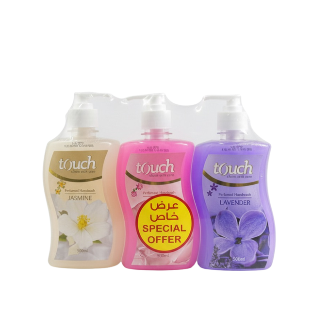 TOUCH Perfumed Handwash 500 ml , 3 Pcs , Lavender - Rose - Jasmine