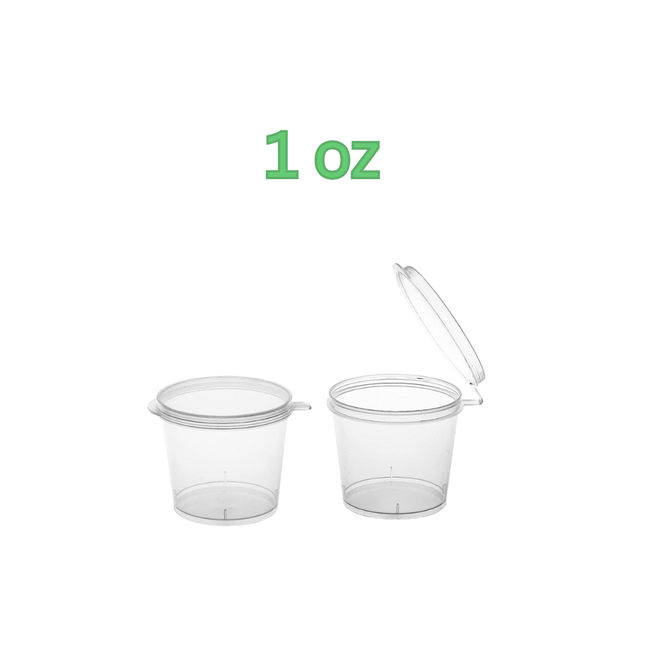 Sauce Cup 1 oz Clear With Hinged Lid