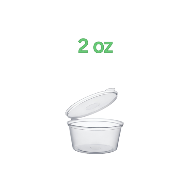 Sauce Cup 2 oz Clear With Hinged Lid