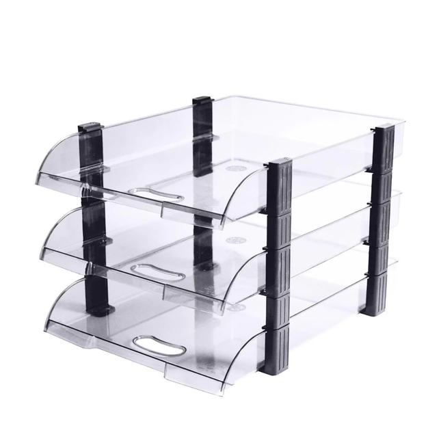 Office Tray 3 Tier , Clear