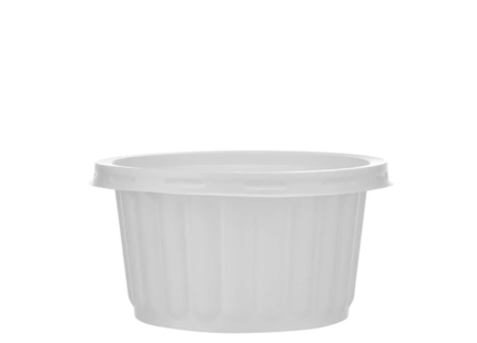 Plastic  Round Container White 350 cc With Lid