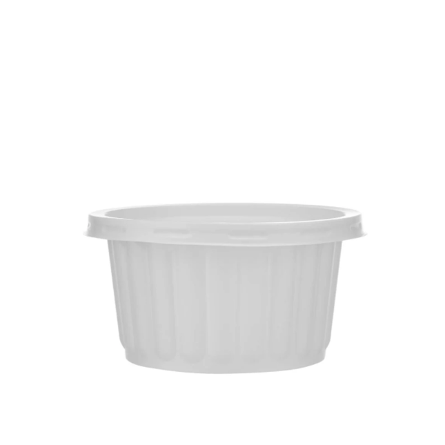 Plastic  Round Container White 350 cc With Lid