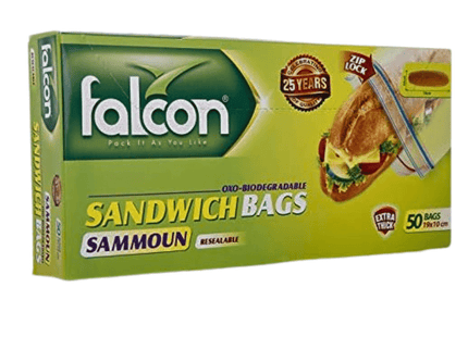 Falcon Biodegradable Sandwich Bags, Clear, 19 x 10 cm, Pack of 50,(1X2)