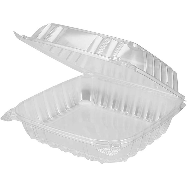 Clear Plastic Hinged Food Take-Out Container 1-Compartment  16*16*6cm