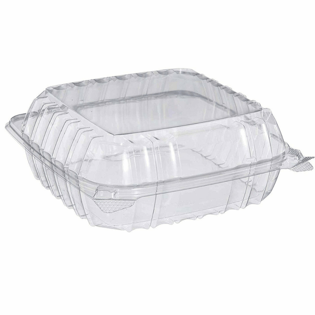 Clear Plastic Hinged Food Take-Out Container 1-Compartment  16*16*8 cm
