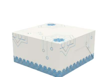 Blue Ramadan Paper Cake Box 20x20x10 Cm