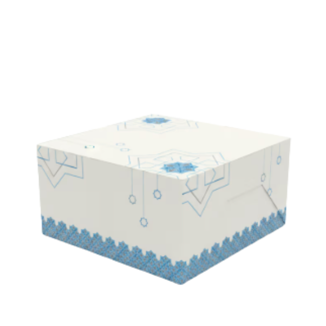 Blue Ramadan Paper Cake Box 20x20x10 Cm