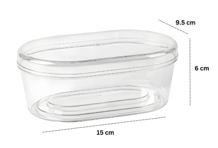 Acrylic Oval Box Clear W/Lid JNH016