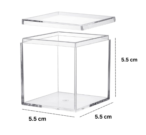 Acrylic Square Box Clear W/Lid -JNH009