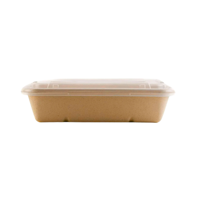 Bagasse Rect Container 750 ml + Lid