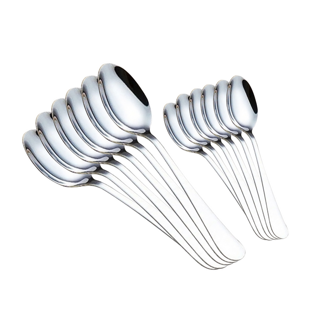 ملاعق فولاذية مقاسين، مجموعة 6 + 6 قطع