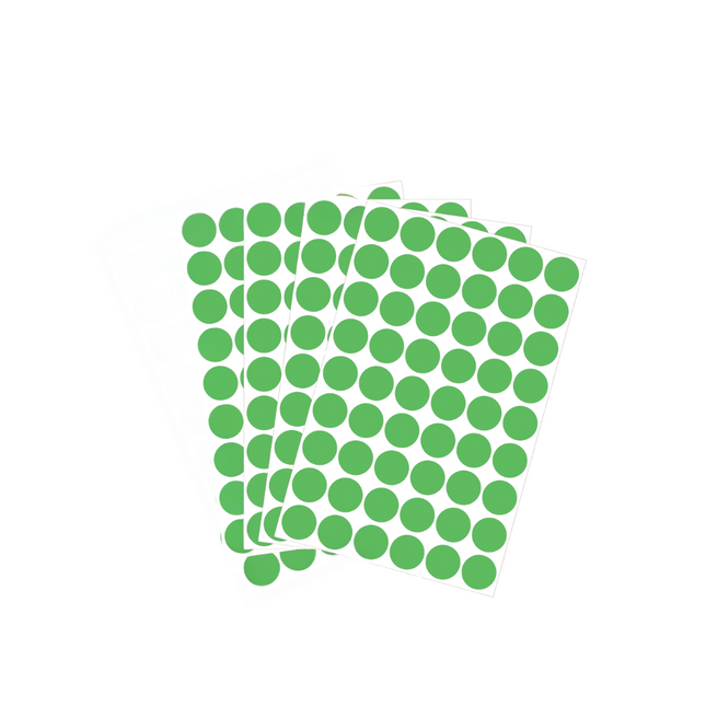 Color Round Labels Green 16 mm - 10 Sheets