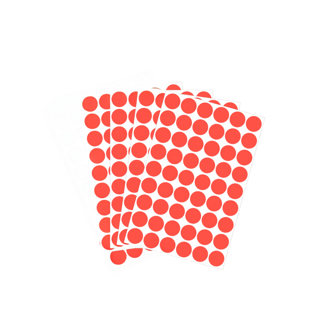 Color Round Labels Red 16 mm - 10 Sheets