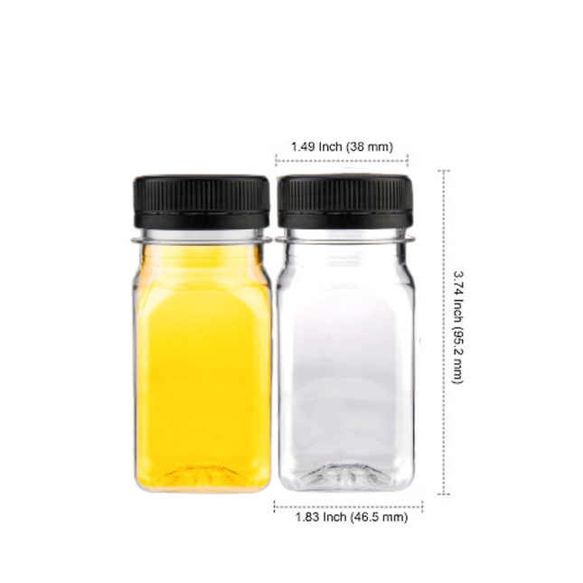 Pet Square Bottle With Flat Black Lid 100 Ml