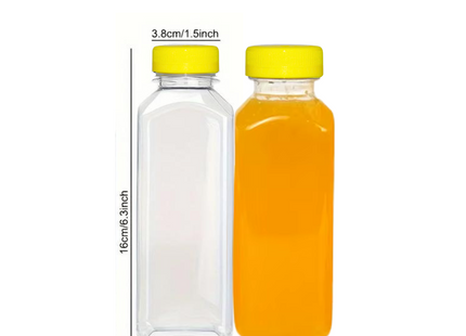 Pet Square Bottle With Flat Yellow Lid 330 Ml