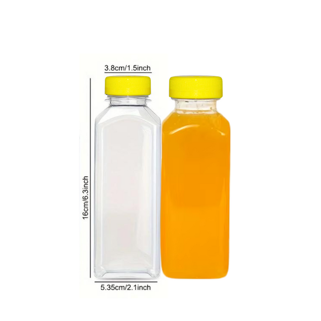 Pet Square Bottle With Flat Yellow Lid 330 Ml