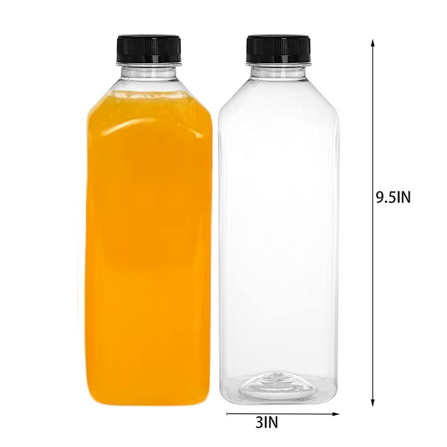 Pet Square Bottle With Flat Black Lid 1000 Ml