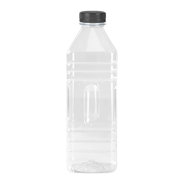 Pet Square Bottle With Flat Black Lid 1500 Ml