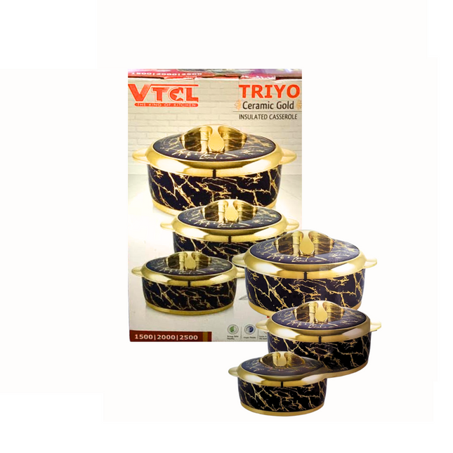 Ceramic Gold  Insulated Casserole 3 Sizes - 1500 - 2000 - 2500 ml