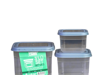 Classy Square Storage Box Set 3 Pcs , 300 - 600 - 1200 ML