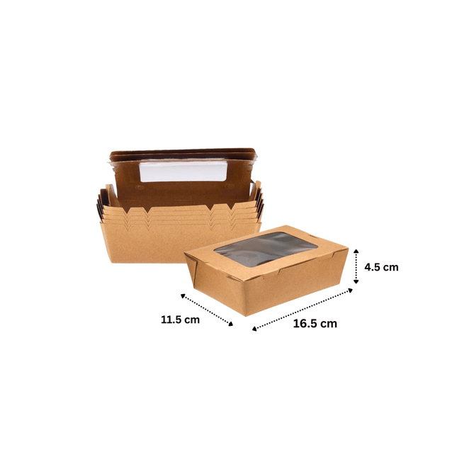 Kraft Lunch Box with Window 16.5x11.5x4.5 cm - No 3