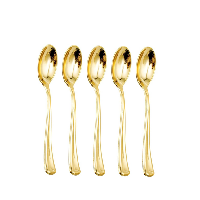 Plastic Spoon Gold Mini - 24 Pcs