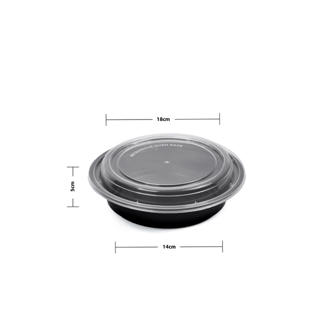 RO - 24 Black Base Round Microwavable Container with Lid