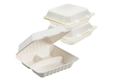 Bio Degradable 3 Section Dinner Box 9x9 cm